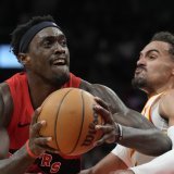 Pascal Siakam (à gauche) a brillé mercredi face aux Hawks KEYSTONE/AP/Frank Gunn